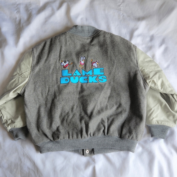 Mac Murray Vintage Lame Ducks Ballerinas Varsity Jacket Gray XL Wool Leather USA - Picture 1 of 10